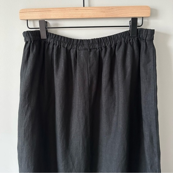 Talbots NWT Vintage Deadstock Irish Linen Long Skirt PL Black Elastic Waist - Picture 9 of 12